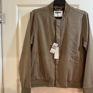 DKNY mens bomber jacket taupe color